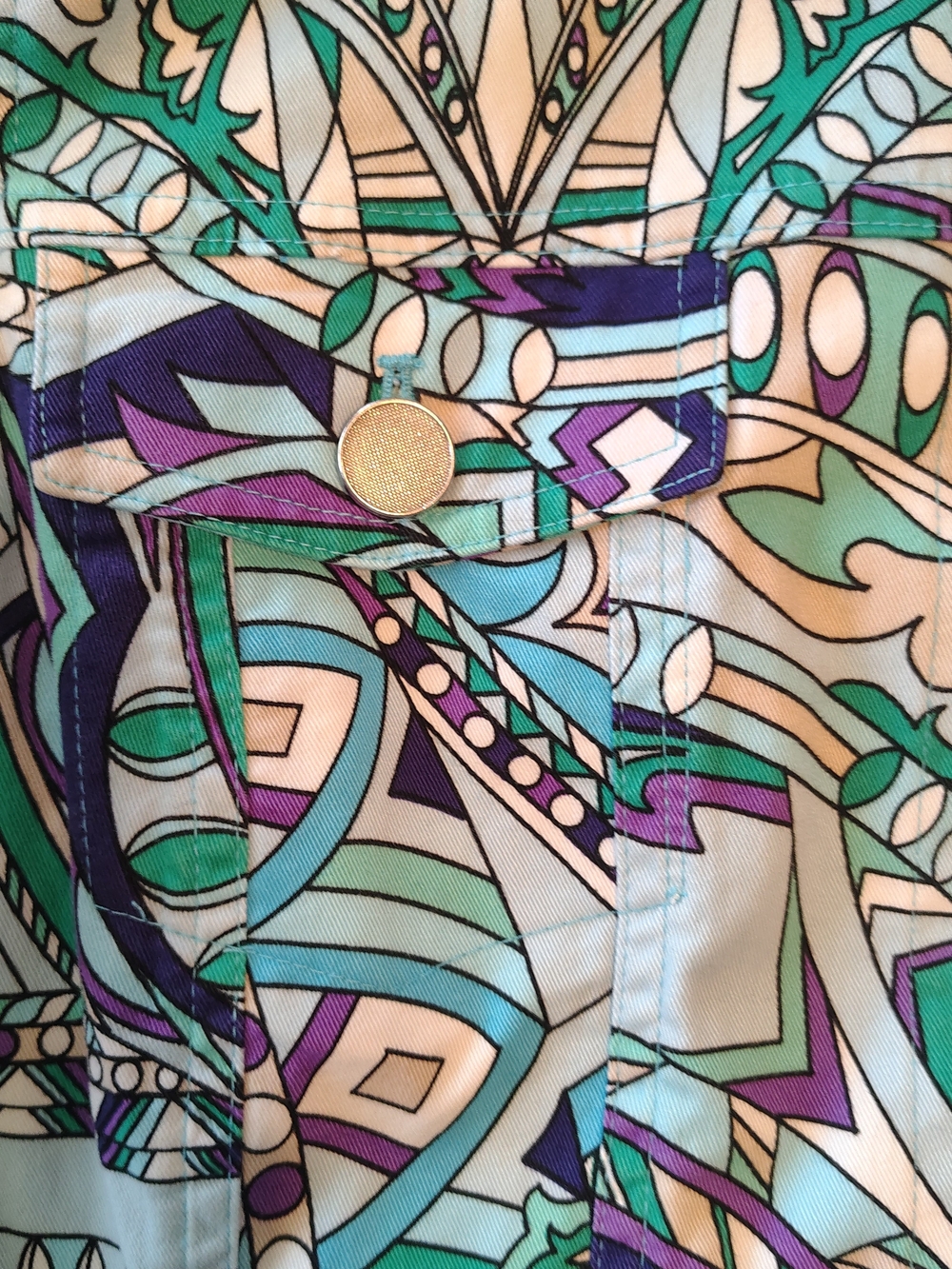 CHICO'S HANNALEE Graphic Print Jacket BLUE TANG CHICOS Sz 1 NWOT - Picture 6 of 10